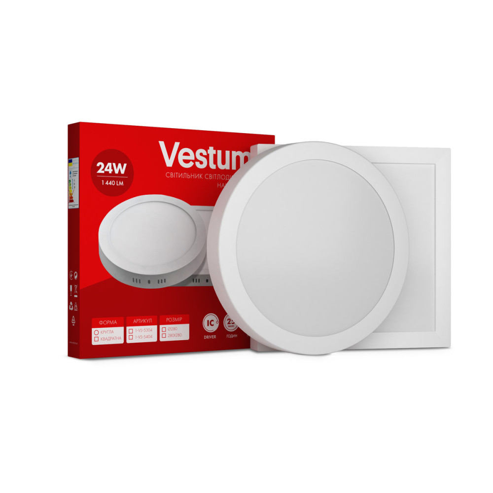 Світильник LED накладний круглий Vestum 24W 4000K 220V