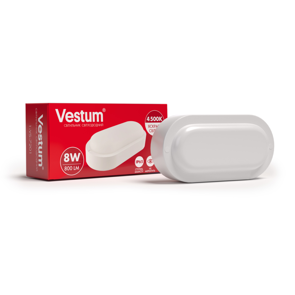 Світлодіодний овальний світильник ЖКГ Vestum 8W 4500K 220V 1-VS-7201