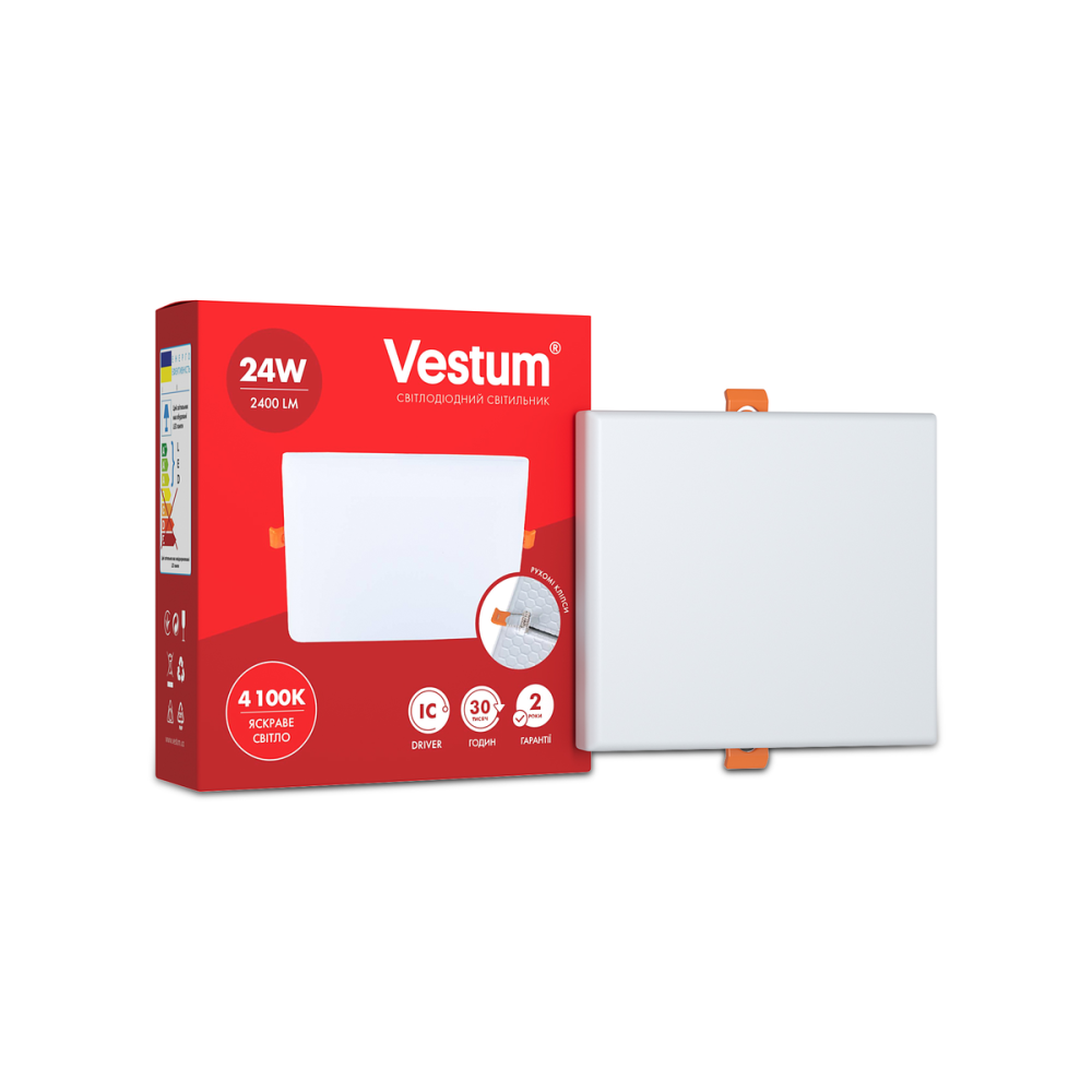 Светильник LED квадратный врезной "без рамки" Vestum 24W 4100K