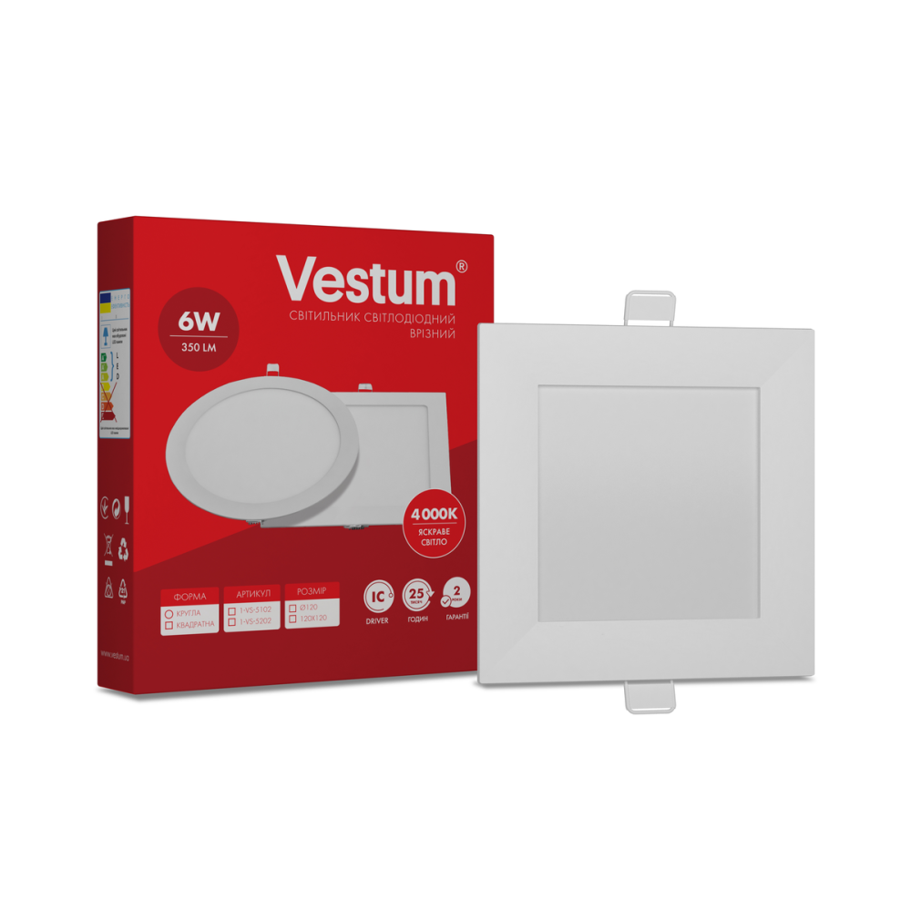Світильник LED врізний квадратний Vestum 6W 4000K 220V