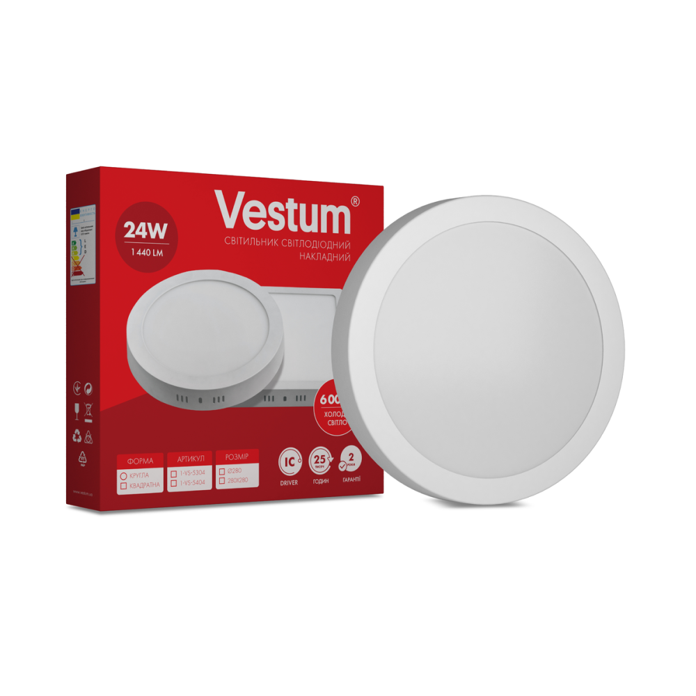 Світильник LED накладний круглий Vestum 24W 6000K 220V
