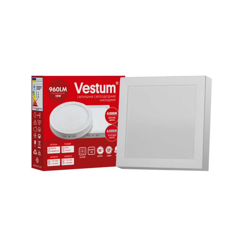 Світильник LED накладний квадратний Vestum 12W 4000K 220V