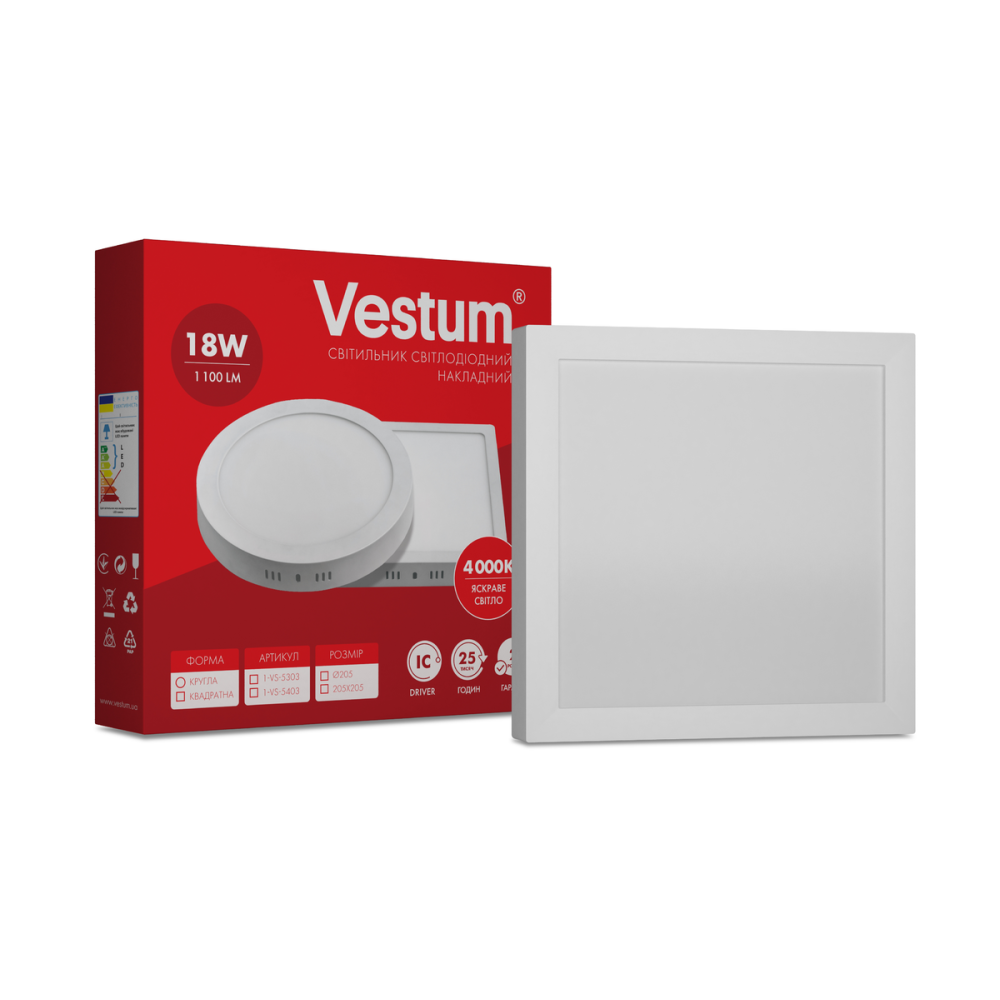 Світильник LED накладний квадратний Vestum 18W 4000K 220V