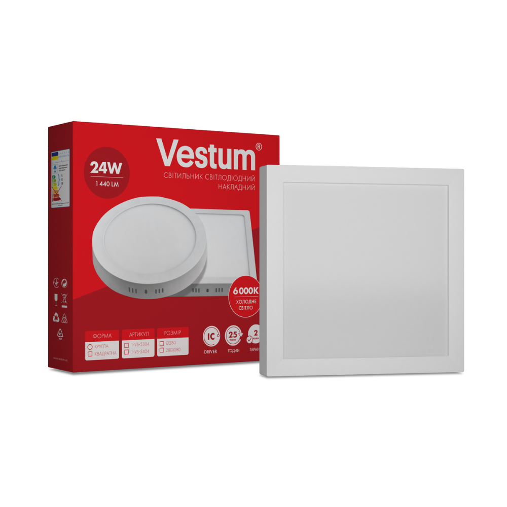 Світильник LED накладний квадратний Vestum 24W 6000K 220V