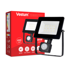 Прожектор LED Vestum з датчиком руху 50W 4300Лм 6500K 175-250V IP65