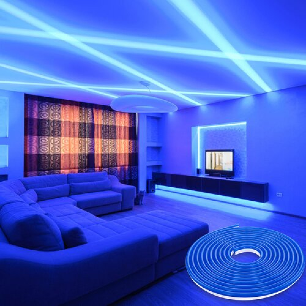Світлодіодна стрічка NEON 12В JL 2835-120 B IP65 синій, герметична, 1м