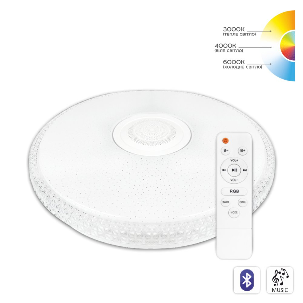 Світильник світлодіодний Biom SMART SML-R47-55-M-RGB 3000-6000K 55Вт з д/к муз. BT APP