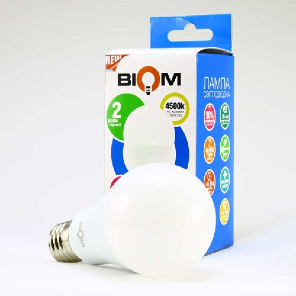 Світлодіодна лампа Biom BT-516 A60 15W E27 4500К матова
