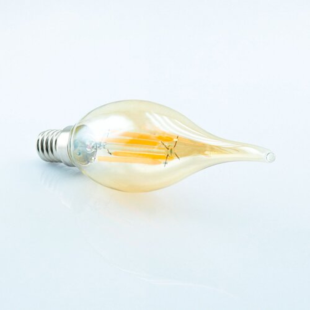 Світлодіодна лампа Biom FL-415 C35 LT 4W E14 2530K Amber свічка на вітрі