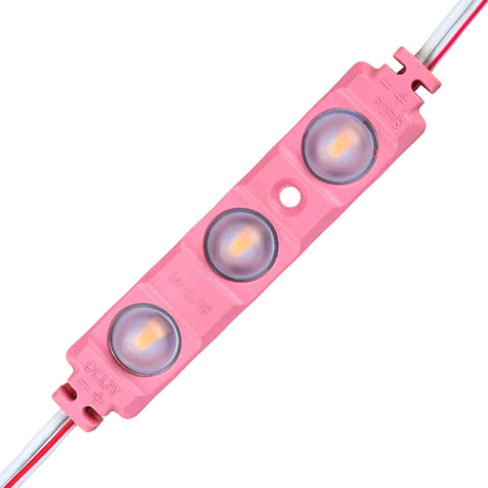 Світлодіодний модуль BRT XG194 5630-3 led W 1,5W PINK, 12В, IP65 рожевий з лінзою півсфера