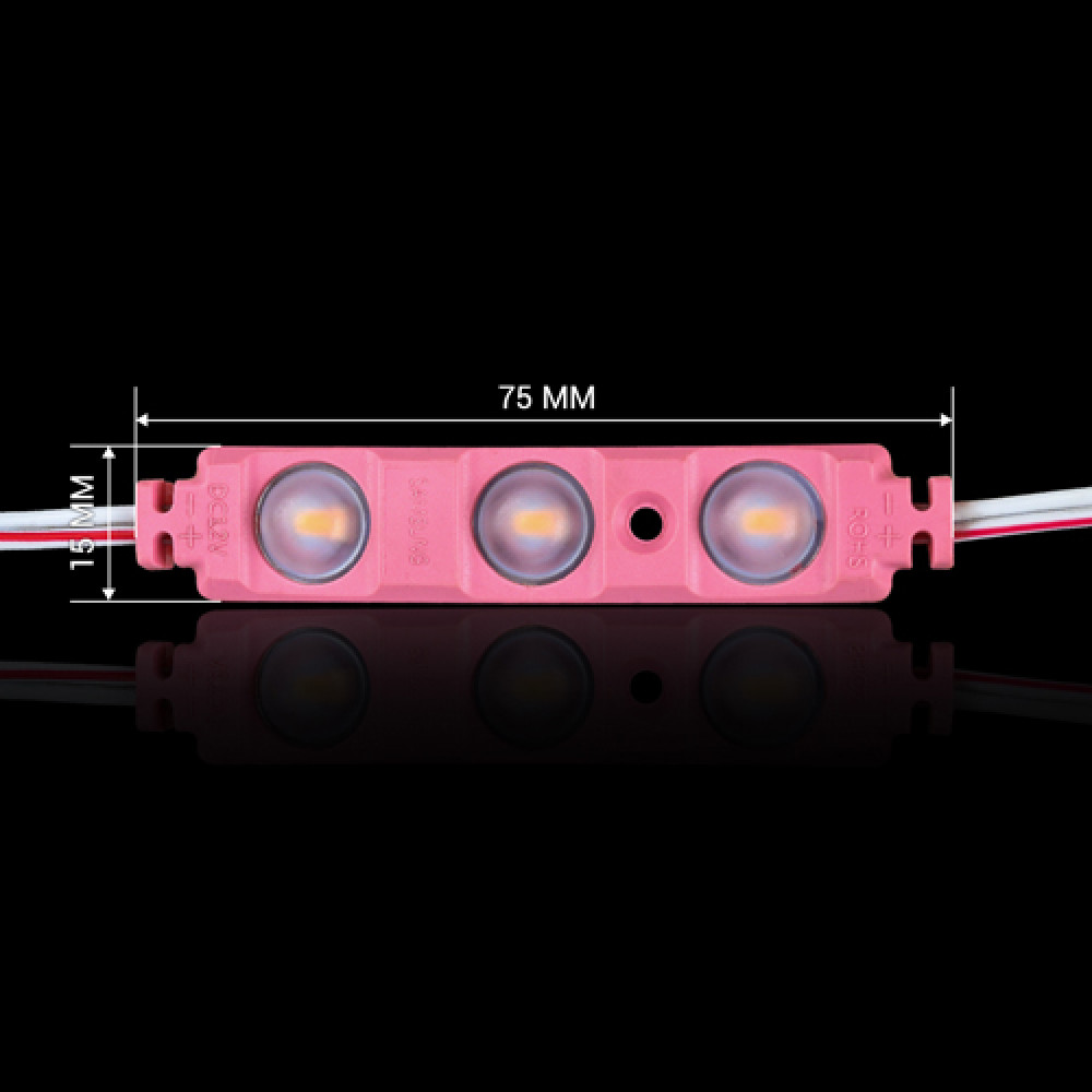 Світлодіодний модуль BRT XG194 5630-3 led W 1,5W PINK, 12В, IP65 рожевий з лінзою півсфера