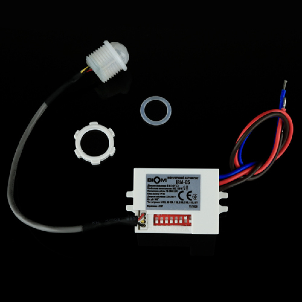 Інфрачервоний датчик руху BIOM IRM-05 max 100Вт 360°, врізний, білий