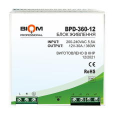 Блок живлення Biom Professional DC12 360W BPD-360-12 30A під DIN-рейку