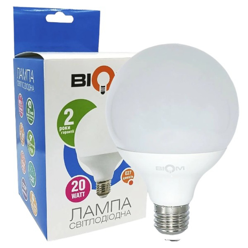 Светодиодная лампа Biom BT-591 G95 20W E27 4500К матовая