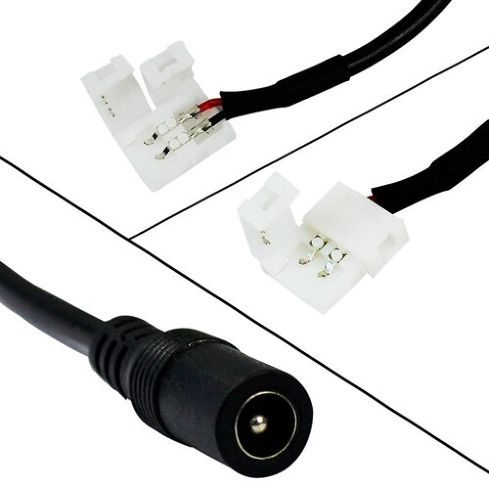 Коннектор для светодиодных лент OEM №14 10мм зажим - mini Jack "мама" через проволоку, 15см