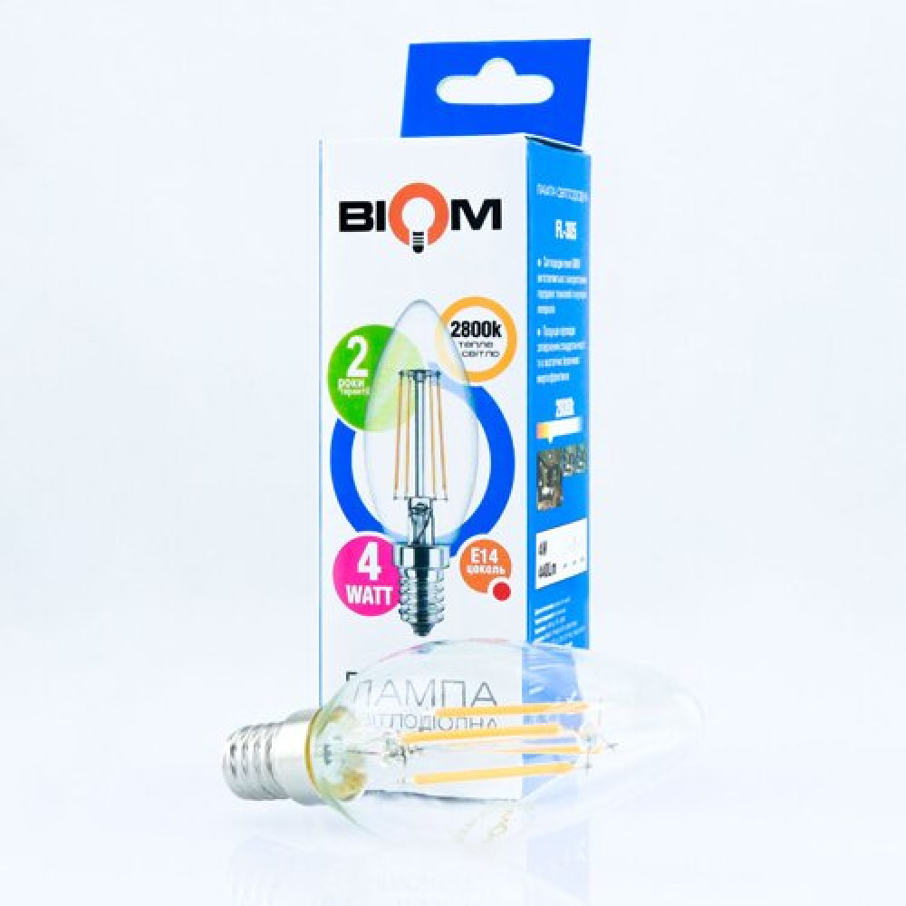 Світлодіодна лампа Biom FL-305 C37 4W E14 2800K