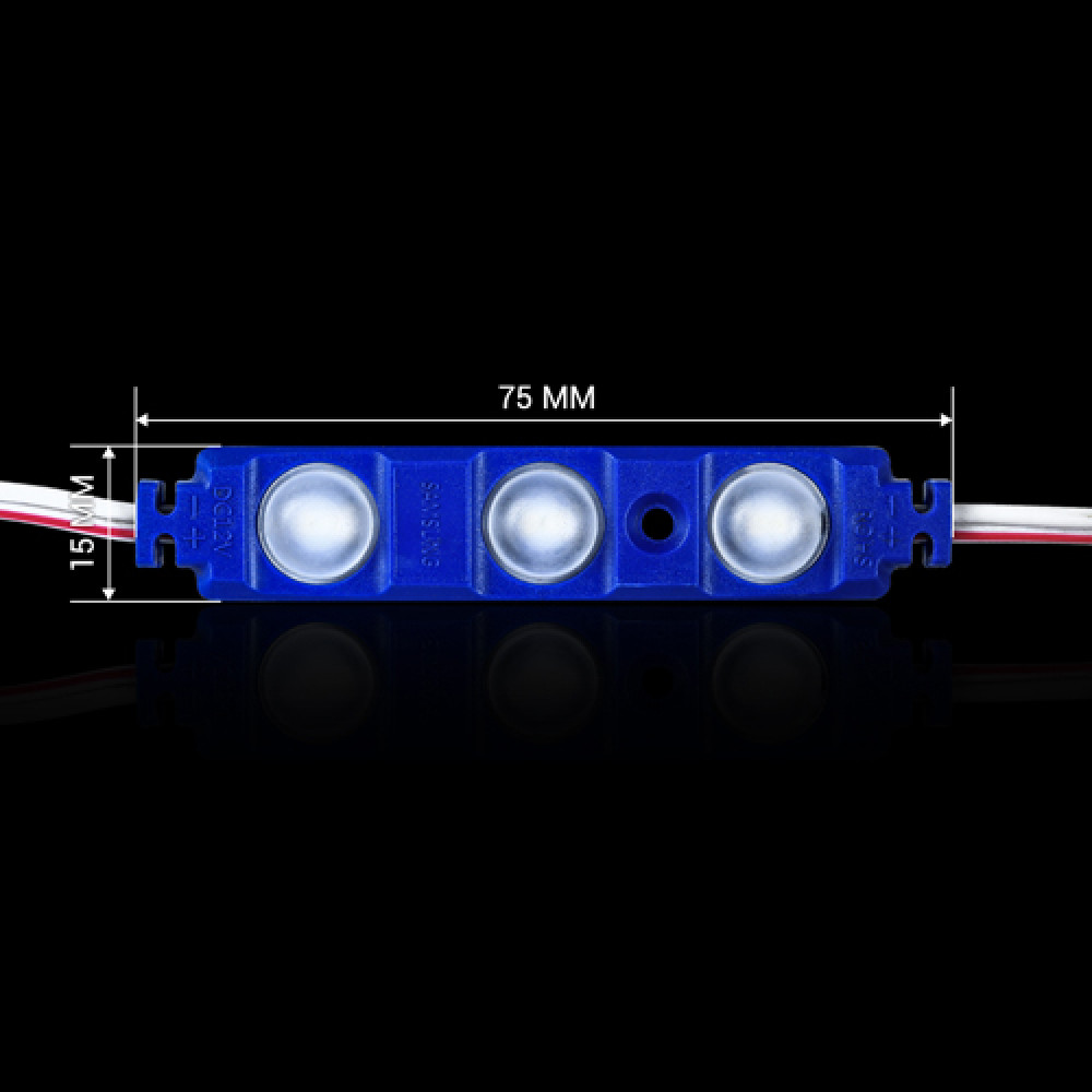 Світлодіодний модуль BRT XG192 5630-3 led W 1,5W BLUE, 12В, IP65 синій з лінзою півсфера
