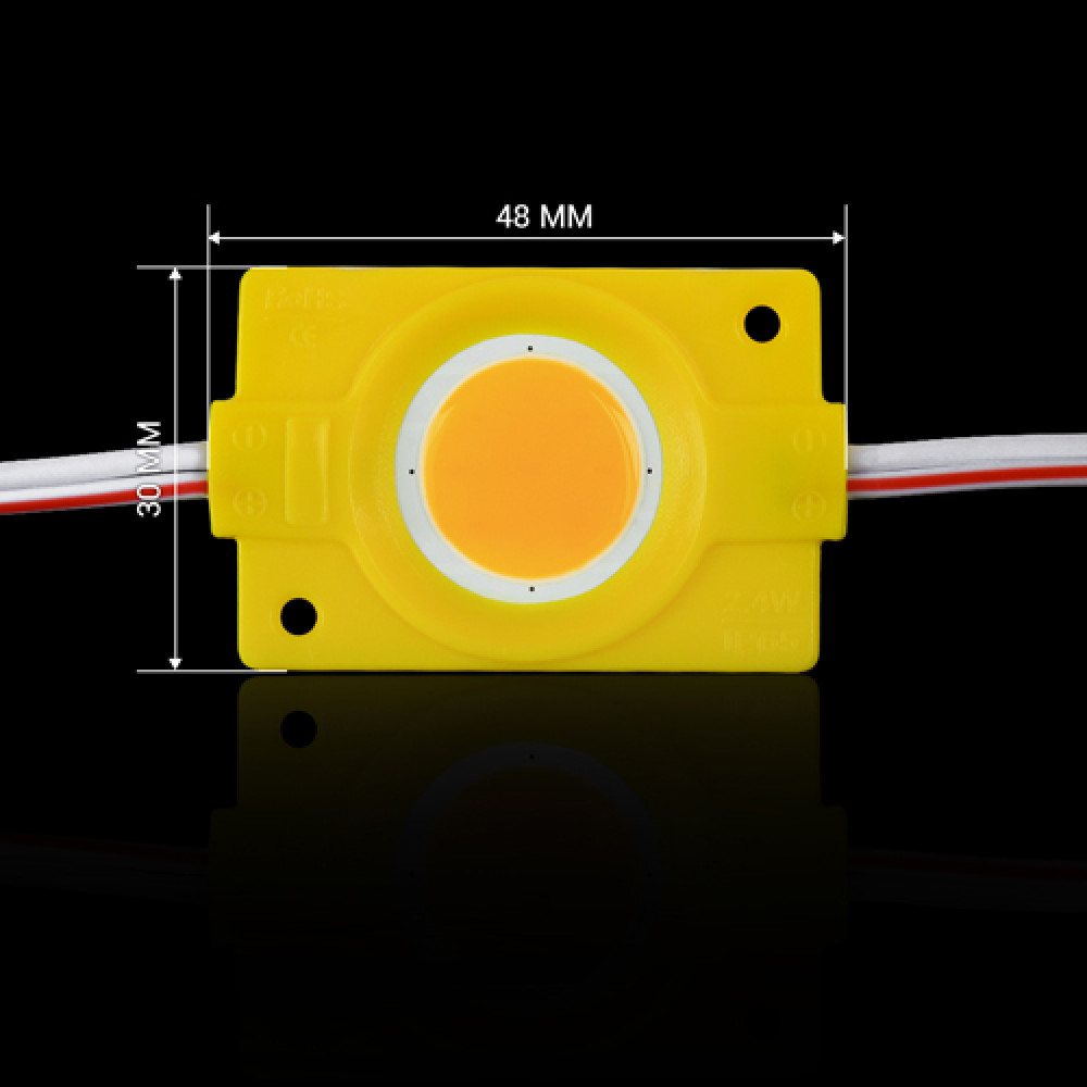 Світлодіодний модуль BRT COB 2.4W круглый YELLOW, 12В, IP65 жовтий