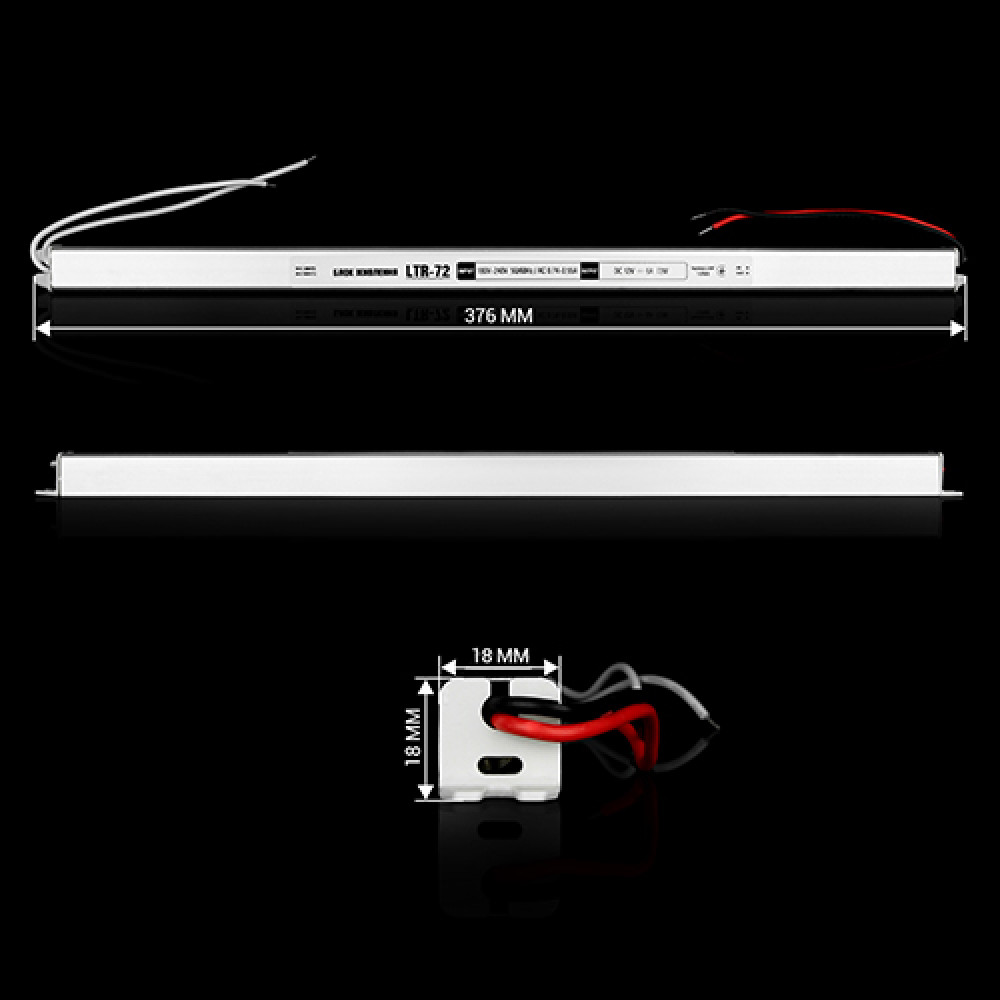 Блок живлення OEM DC12 72W 6А LTR-72-12 stick